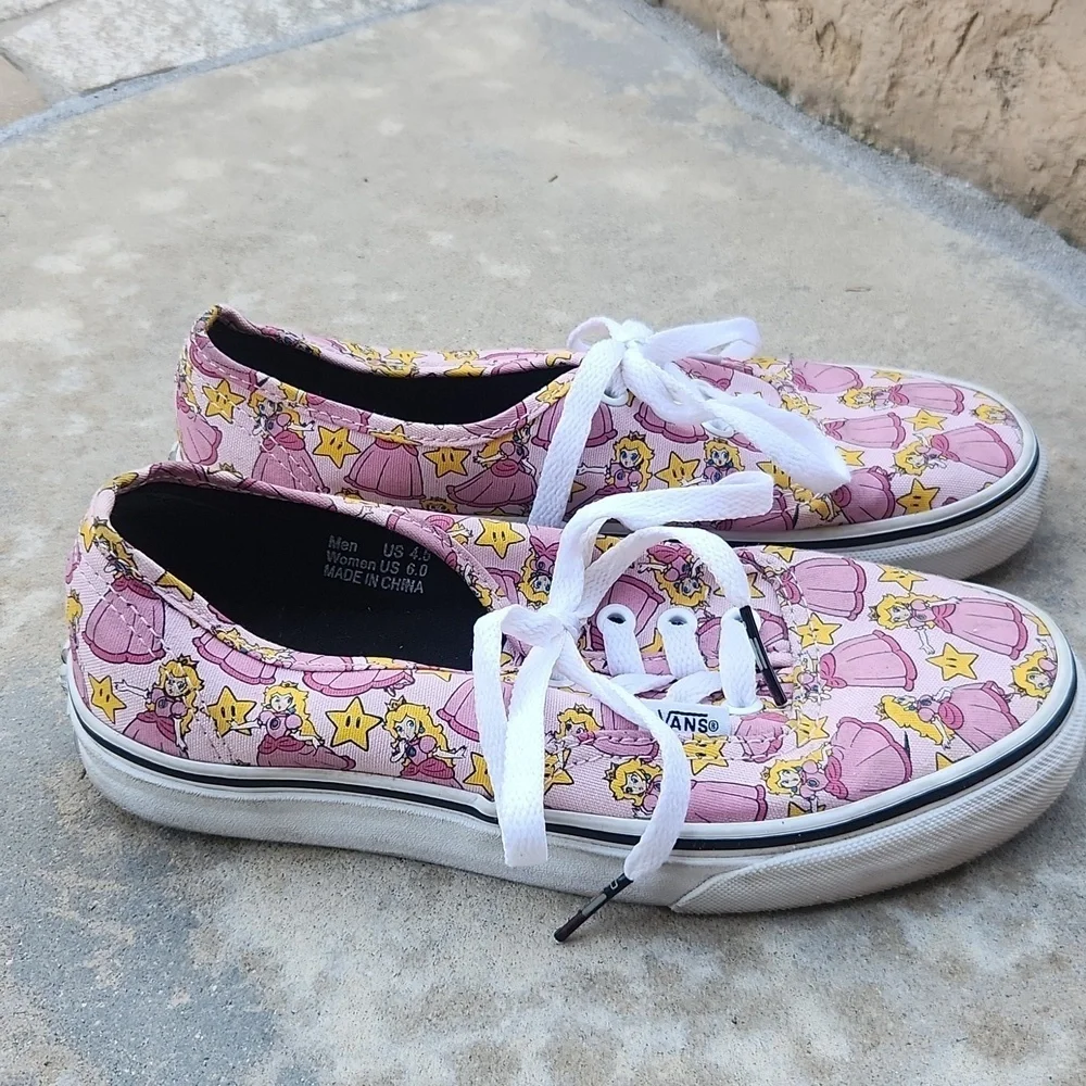Vans x Nintendo Princess Peach Authentic Shoes Womens 6 Mens 4.5